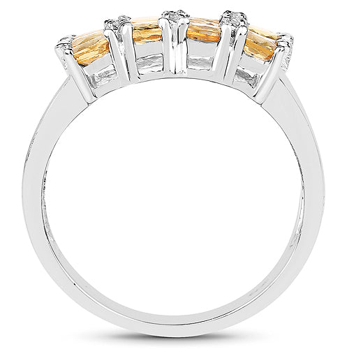 Bids.com 2.67 Carat Genuine Yellow Sapphire and White Diamond .925 Sterling Silver Ring Rings
