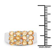 Bids.com 2.67 Carat Genuine Yellow Sapphire and White Diamond .925 Sterling Silver Ring Rings