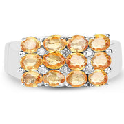 Bids.com 2.67 Carat Genuine Yellow Sapphire and White Diamond .925 Sterling Silver Ring Rings