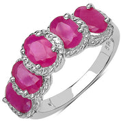 Bids.com 3.20 Carat Genuine Ruby Sterling Silver Ring Rings
