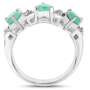 Bids.com 1.87 Carat Genuine Emerald and White Topaz .925 Sterling Silver Ring Rings
