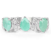 Bids.com 1.87 Carat Genuine Emerald and White Topaz .925 Sterling Silver Ring Rings