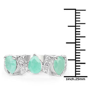 Bids.com 1.87 Carat Genuine Emerald and White Topaz .925 Sterling Silver Ring Rings