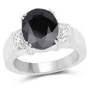 Bids.com 5.29 Carat Genuine Black Sapphire and White Topaz .925 Sterling Silver Ring Rings