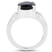 Bids.com 5.29 Carat Genuine Black Sapphire and White Topaz .925 Sterling Silver Ring Rings