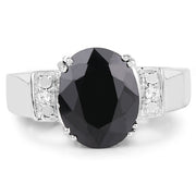 Bids.com 5.29 Carat Genuine Black Sapphire and White Topaz .925 Sterling Silver Ring Rings