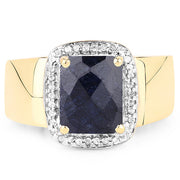 Bids.com 14K Yellow Gold Plated 4.07 Carat Dyed Sapphire and White Topaz .925 Sterling Silver Ring Rings