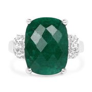 Bids.com 8.50 Carat Dyed Emerald and White Topaz .925 Sterling Silver Ring Rings
