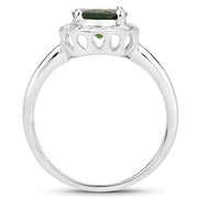 Bids.com 1.90 Carat Genuine Chrome Diopside and White Topaz .925 Sterling Silver Ring Rings