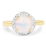Bids.com 0.95 Carat Genuine Ethiopian Opal and White Topaz .925 Sterling Silver Ring Rings