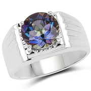 Bids.com 4.75 Carat Genuine Mystic Topaz .925 Sterling Silver Ring Rings