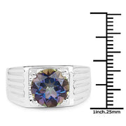 Bids.com 4.75 Carat Genuine Mystic Topaz .925 Sterling Silver Ring Rings