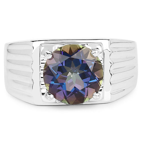 Bids.com 4.75 Carat Genuine Mystic Topaz .925 Sterling Silver Ring Rings