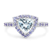 Bids.com 1.41 Carat Genuine Aquamarine & Tanzanite .925 Sterling Silver Ring Rings