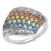Bids.com 1.97 Carat Genuine Multi Stone .925 Sterling Silver Ring Rings