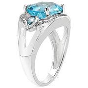 Bids.com 5.51 Carat Genuine Blue Topaz .925 Sterling Silver Ring Rings