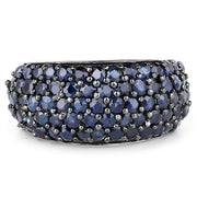 Bids.com 3.28 Carat Genuine Blue Sapphire and White Topaz .925 Sterling Silver Ring Rings