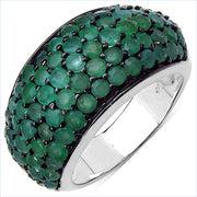 Bids.com 2.90 Carat Genuine Emerald & White Diamond .925 Sterling Silver Ring Rings
