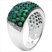 Bids.com 2.90 Carat Genuine Emerald & White Diamond .925 Sterling Silver Ring Rings