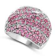 Bids.com 2.97 Carat Genuine Ruby .925 Sterling Silver Ring Rings