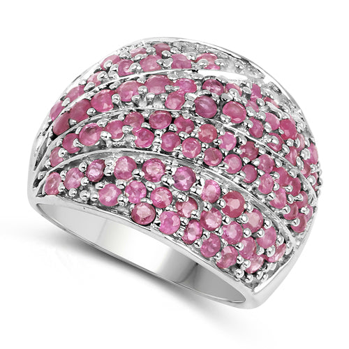 Bids.com 2.97 Carat Genuine Ruby .925 Sterling Silver Ring Rings