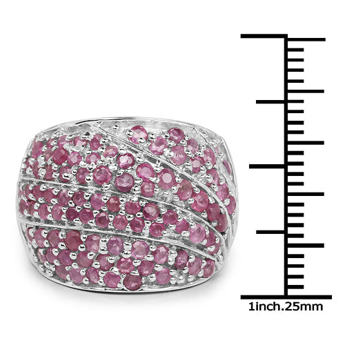Bids.com 2.97 Carat Genuine Ruby .925 Sterling Silver Ring Rings
