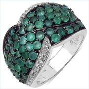 Bids.com 2.28 Carat Genuine Emerald & White Topaz .925 Sterling Silver Ring Rings
