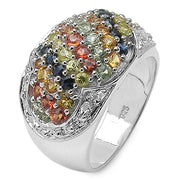 Bids.com 2.75 Carat Genuine Multi Sapphire .925 Sterling Silver Ring Rings