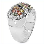 Bids.com 2.75 Carat Genuine Multi Sapphire .925 Sterling Silver Ring Rings
