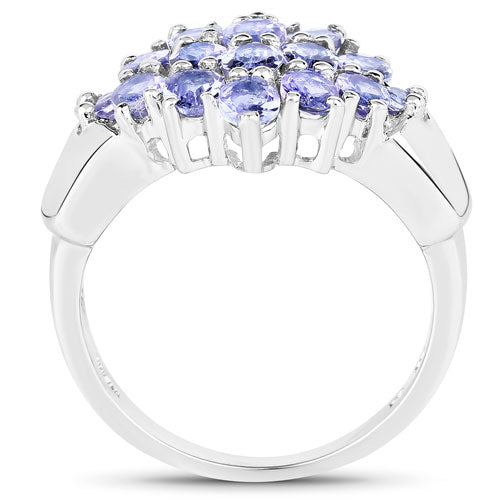 Bids.com 2.45 Carat Genuine Tanzanite .925 Sterling Silver Ring Rings