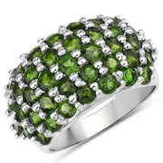 Bids.com 5.04 Carat Genuine Chrome Diopside .925 Sterling Silver Ring Rings