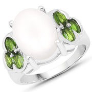 Bids.com 4.52 Carat Genuine Opal and Chrome Diopside .925 Sterling Silver Ring Rings