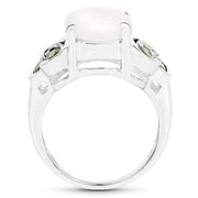 Bids.com 4.52 Carat Genuine Opal and Chrome Diopside .925 Sterling Silver Ring Rings