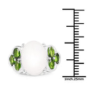 Bids.com 4.52 Carat Genuine Opal and Chrome Diopside .925 Sterling Silver Ring Rings