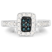Bids.com 0.36 Carat Genuine Blue Diamond and White Diamond .925 Sterling Silver Ring Rings