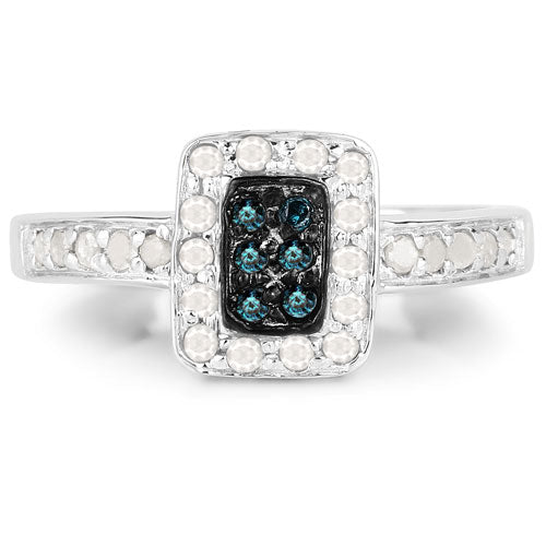 Bids.com 0.36 Carat Genuine Blue Diamond and White Diamond .925 Sterling Silver Ring Rings