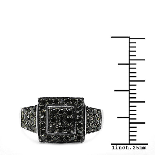 Bids.com 0.77 Carat Genuine Black Diamond .925 Sterling Silver Ring Rings