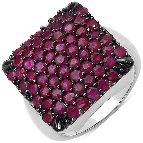 Bids.com 3.15 Carat Genuine Ruby .925 Sterling Silver Ring Rings