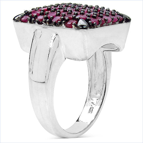 Bids.com 3.15 Carat Genuine Ruby .925 Sterling Silver Ring Rings