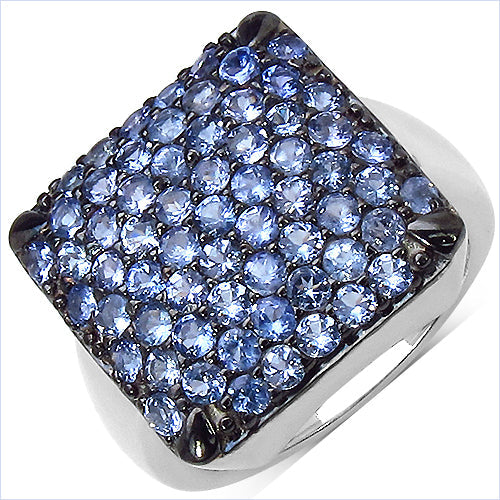 Bids.com 2.21 Carat Genuine Tanzanite .925 Sterling Silver Ring Rings