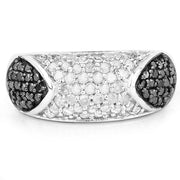 Bids.com 0.99 Carat Genuine Black Diamond and White Diamond .925 Sterling Silver Ring Rings