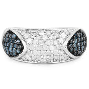 Bids.com 0.94 Carat Genuine Blue Diamond and White Diamond .925 Sterling Silver Ring Rings