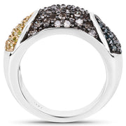 Bids.com 0.95 Carat Genuine Blue Diamond, Champagne Diamond & Yellow Diamond .925 Sterling Silver Ring Rings