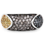 Bids.com 0.95 Carat Genuine Blue Diamond, Champagne Diamond & Yellow Diamond .925 Sterling Silver Ring Rings