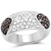 Bids.com 0.94 Carat Genuine Champagne Diamond and White Diamond .925 Sterling Silver Ring Rings