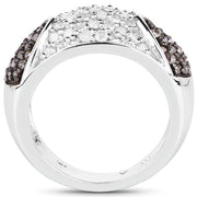Bids.com 0.94 Carat Genuine Champagne Diamond and White Diamond .925 Sterling Silver Ring Rings