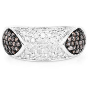 Bids.com 0.94 Carat Genuine Champagne Diamond and White Diamond .925 Sterling Silver Ring Rings