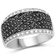 Bids.com 0.79 Carat Genuine Black Diamond .925 Sterling Silver Ring Rings
