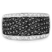 Bids.com 0.79 Carat Genuine Black Diamond .925 Sterling Silver Ring Rings