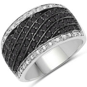 Bids.com 0.79 Carat Genuine Black Diamond and White Diamond .925 Sterling Silver Ring Rings